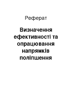 Реферат: Визначення ефективності та опрацювання напрямків поліпшення сітуації на підприємстві