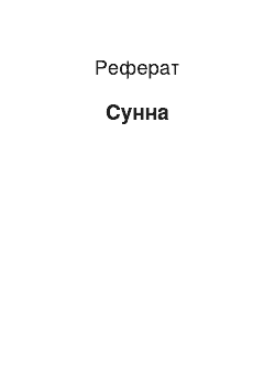 Реферат: Сунна