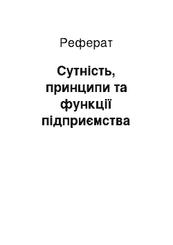 Реферат: Сутність, принципи та функції підприємства