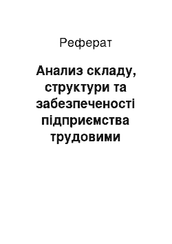 Реферат: Анализ складу, структури та забезпеченості підприємства трудовими ресурсами