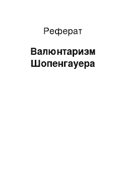 Реферат: Валюнтаризм Шопенгауера