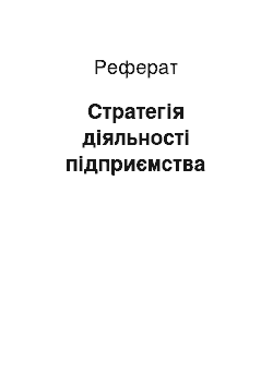 Реферат: Стратегія діяльності підприємства