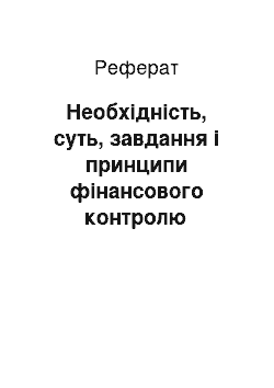 Реферат: Необхідність, суть, завдання і принципи фінансового контролю