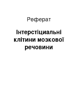 Реферат: Інтерстіциальні клітини мозкової речовини