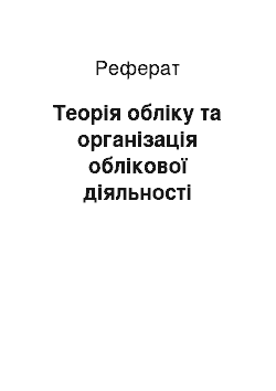 Реферат: Теорія обліку та організація облікової діяльності