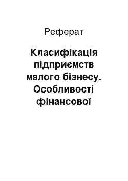 Реферат: Класифікація підприємств малого бізнесу. Особливості фінансової діяльності ТзОВ