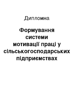 Дипломная: Формування системи мотивації праці у сільськогосподарських підприємствах Сокальського району Львівської області