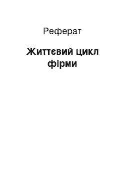 Реферат: Жизненный цикл фирмы