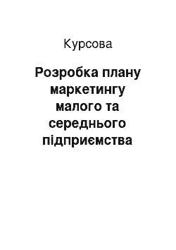 Курсовая: Розробка плану маркетингу малого та середнього підприємства