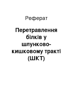 Реферат: Перетравлення білків у шлунково-кишковому тракті (ШКТ)