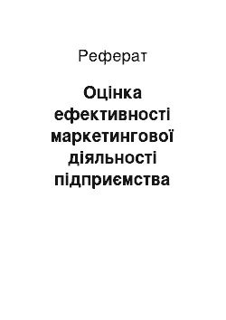 Реферат: Оцінка ефективності маркетингової діяльності підприємства