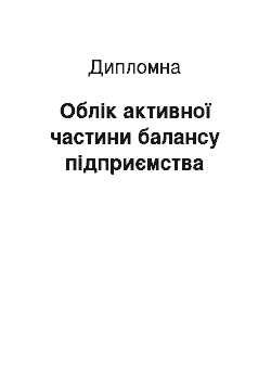 Дипломная: Облік активної частини балансу підприємства