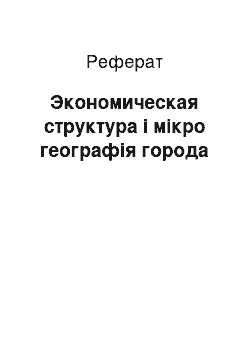 Реферат: Экономическая структура і мікро географія города