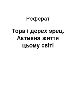 Реферат: Тора і дерех эрец. Активна життя цьому світі