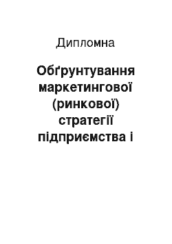 Дипломная: Обґрунтування маркетингової (ринкової) стратегії підприємства і механізмів її реалізації (на матеріалах ТОВ «Укрпромбанк»)