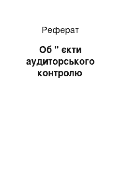 Реферат: Об " єкти аудиторського контролю