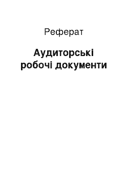 Реферат: Аудиторські робочі документи