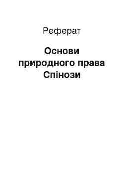 Реферат: Основи природного права Спінози