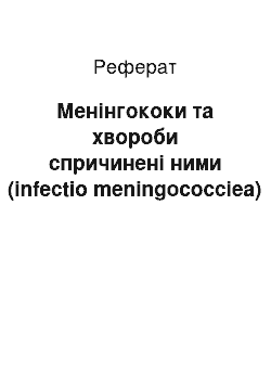 Реферат: Менінгококи та хвороби спричинені ними (infectio meningococciea)