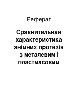 Реферат: Сравнительная характеристика знімних протезів з металевим і пластмасовим базисом