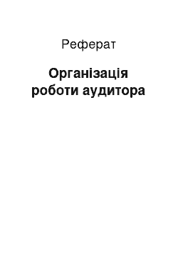 Реферат: Організація роботи аудитора