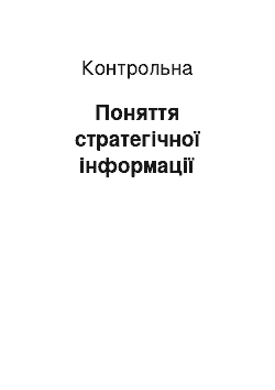 Контрольная: Поняття стратегічної інформації