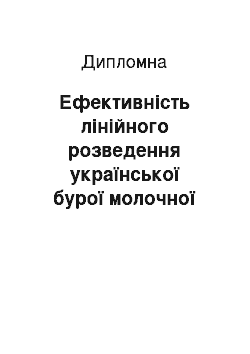 Дипломная: Ефективність лінійного розведення української бурої молочної породи племінного заводу «Михайлівка»