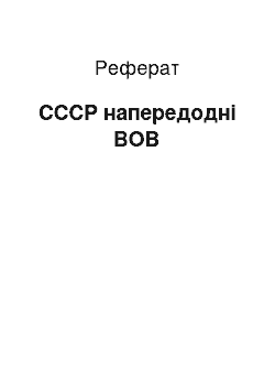 Реферат: СССР напередодні ВОВ