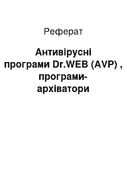 Реферат: Антивірусні програми Dr.WEB (AVP) , програми-архіватори