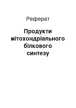 Реферат: Продукти мітохондріального білкового синтезу