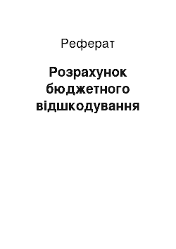 Реферат: Розрахунок бюджетного відшкодування