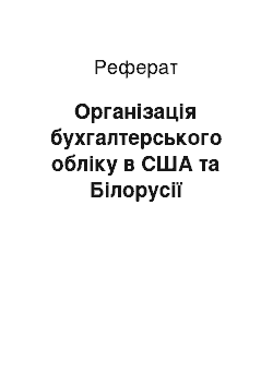 Реферат: Організація бухгалтерського обліку в США та Білорусії