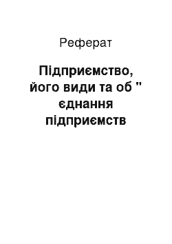 Реферат: Підприємство, його види та об " єднання підприємств