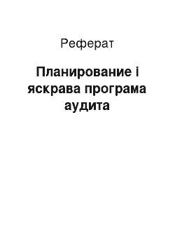 Реферат: Планирование і яскрава програма аудита