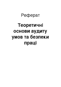 Реферат: Теоретические основы аудита условий и безопасности труда