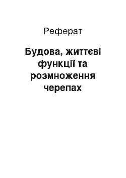 Реферат: Будова, життєві функції та розмноження черепах