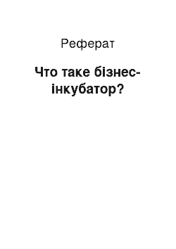 Реферат: Что таке бізнес-інкубатор?