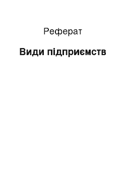 Реферат: Виды предприятий