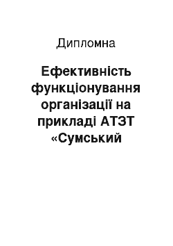 Дипломная: Ефективність функціонування організації на прикладі АТЗТ «Сумський фарфоровий завод»