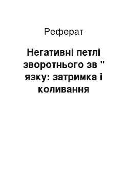 Реферат: Негативні петлі зворотнього зв " язку: затримка і коливання