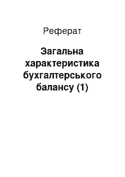 Реферат: Загальна характеристика бухгалтерського балансу (1)