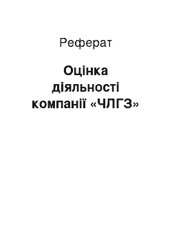 Реферат: Оцінка діяльності компанії «ЧЛГЗ»