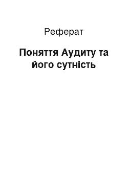 Реферат: Поняття Аудиту та його сутність