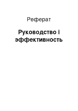 Реферат: Руководство і эффективность