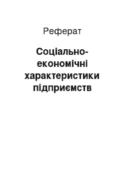 Реферат: Соціально-економічні характеристики підприємств