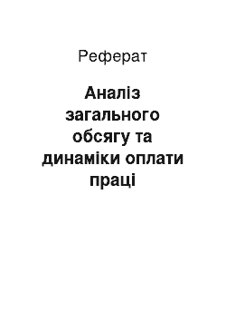 Реферат: Аналіз загального обсягу та динаміки оплати праці