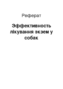 Реферат: Эффективность лікування экзем у собак