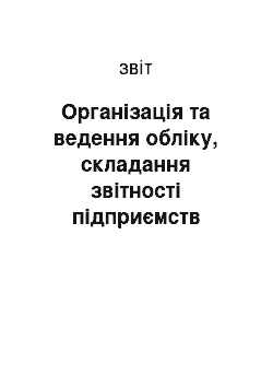 Отчёт: Організація та ведення обліку, складання звітності підприємств