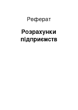 Реферат: Розрахунки підприємств