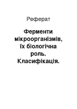 Реферат: Ферменти мікроорганізмів, їх біологічна роль. Класифікація. Використання ферментів для ідентифікації бактерій, в біотехнології